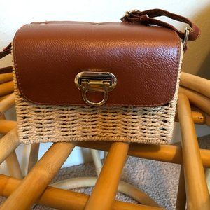 Leather straw bag
